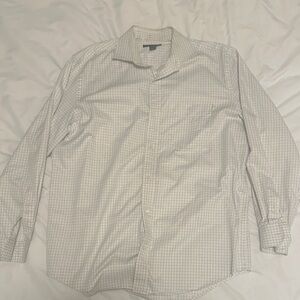 Banana Republic White and Gray Checkered Dress Shirt